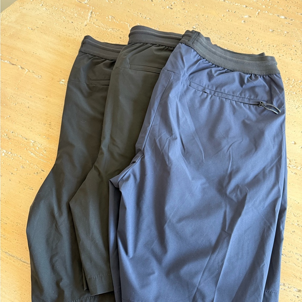 Three Pairs of Banana Republic Black and Navy Blue Elastic Waist Athletic Shorts